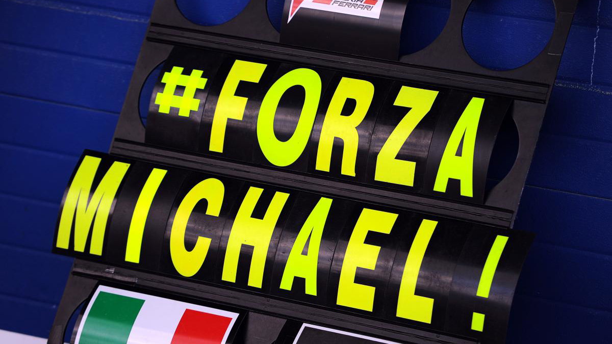 A Ferrari pit board showing support for Michael Schumacher (GER).29.01.2014. Formula One Testing, D