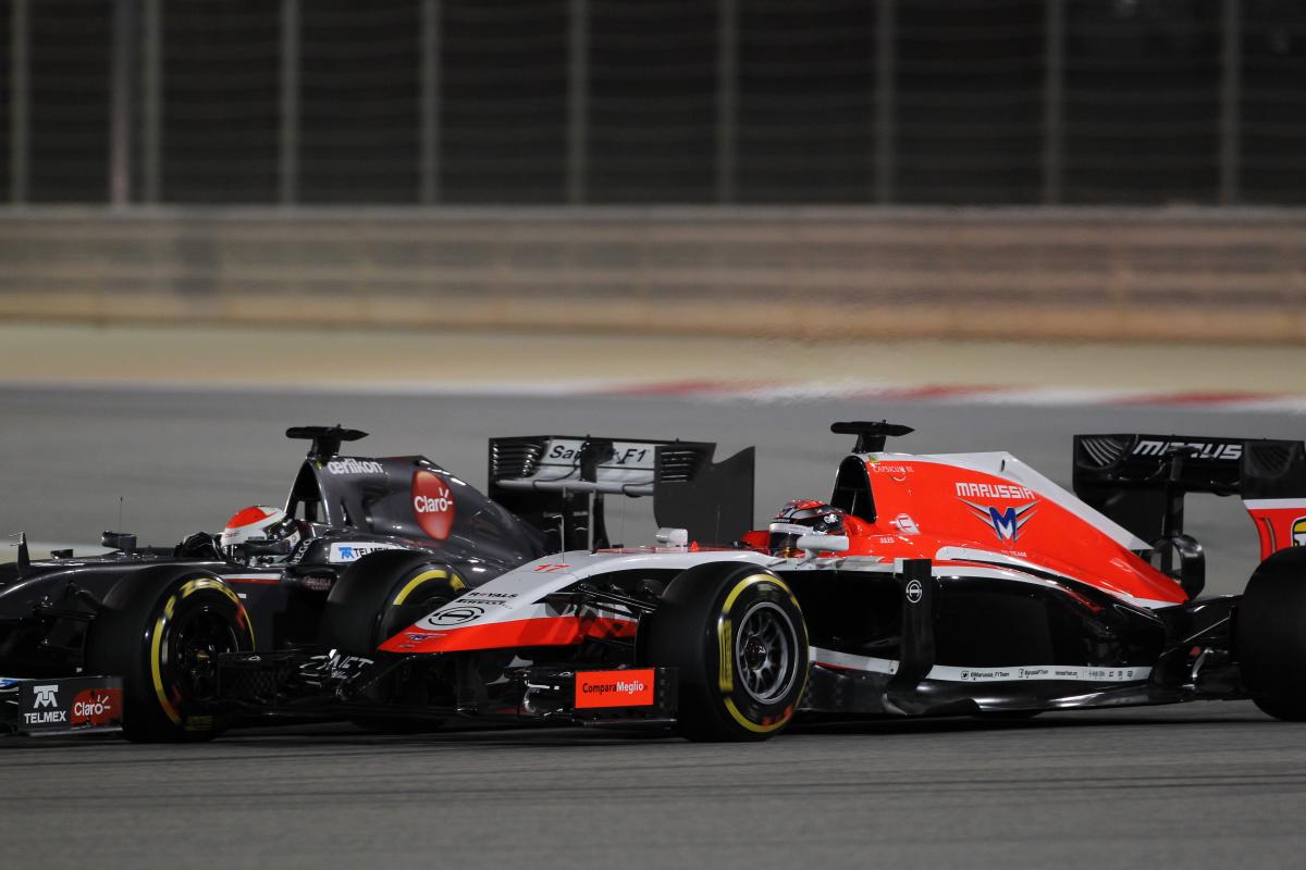 06.04.2014- Race, Adrian Sutil (GER) Sauber F1 Team C33 and Jules Bianchi (FRA) Marussia F1 Team MR0